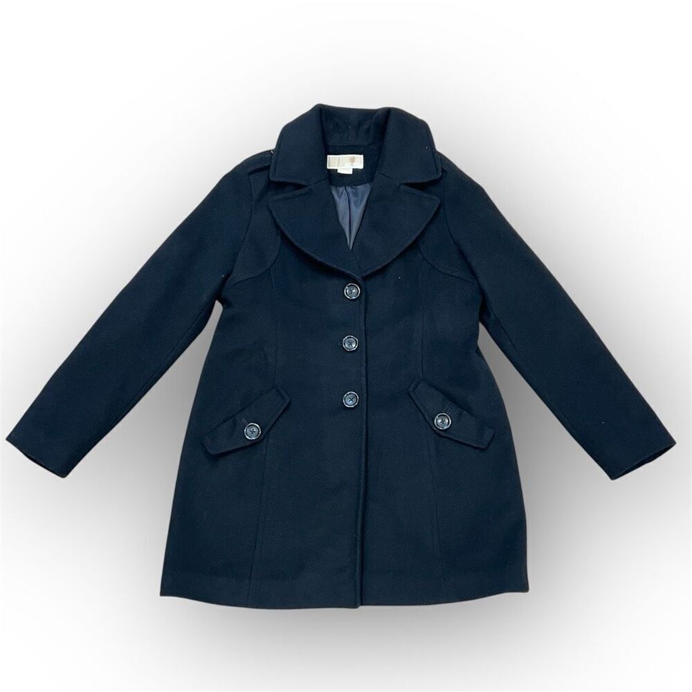 Michael Kors Wool Cashmere Blend Collared Peacoat Solid Black, Women’s 10
